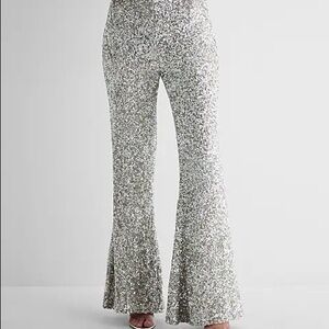 Express High Waisted Sequin Flare Pant Size XS